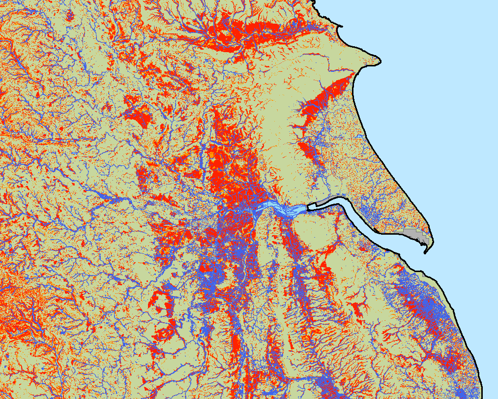 The risk zone map can be used to explore the levels of risk from phosphorus pollution from small sewage discharge (e.g. septic tanks)